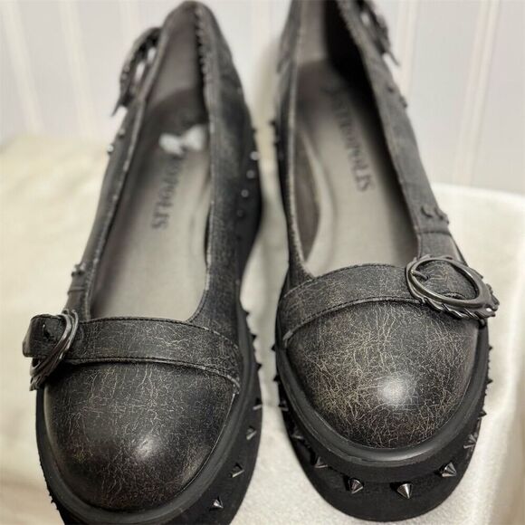 Metropolis Platform Flats Spiked Goth Shoes Alt Steampunk Cyber Punk Women Sz 10 - Picture 2 of 7